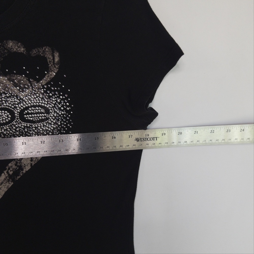 Vintage Y2K Bebe Baby Tee Rhinestone Studded Bling Big Logo Top Womens L Fits M - Picture 7 of 10
